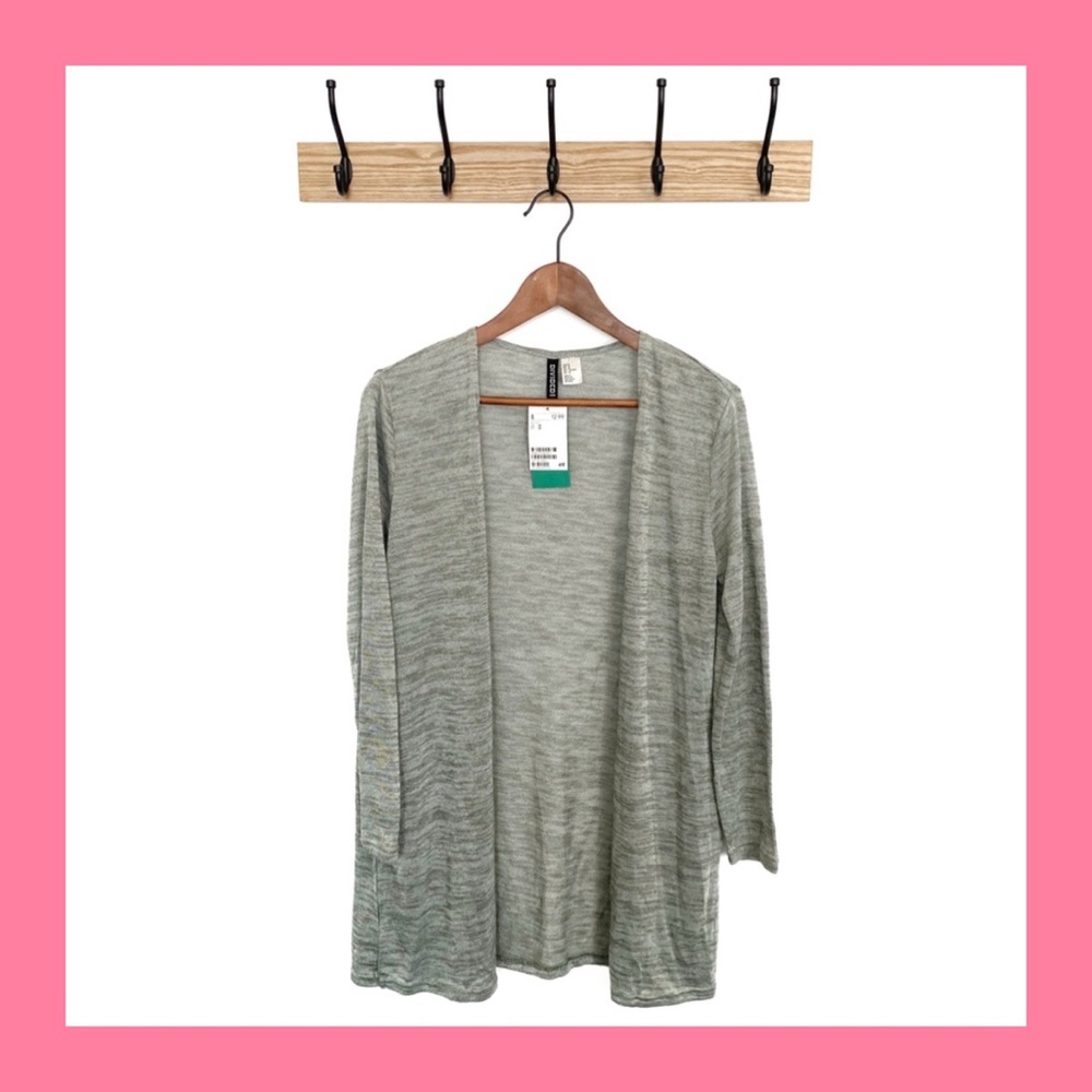 H&M DIVIDED Marled Olive Green Knit Cardigan M NWT